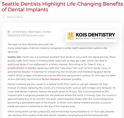 Seattle Dentists Highlight Life-Changing Benefits of Dental Implants